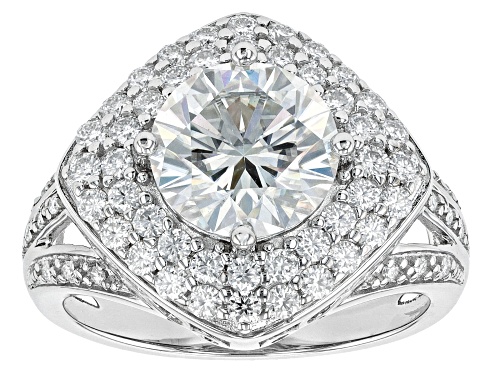 MOISSANITE FIRE(R) 3.76CTW DEW ROUND PLATINEVE(R) RING - Size 7
