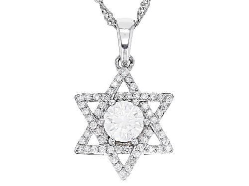 MOISSANITE FIRE(R) 1.34CTW DEW ROUND BRILLIANT PLATINEVE(R) STAR OF DAVID PENDANT & CHAIN