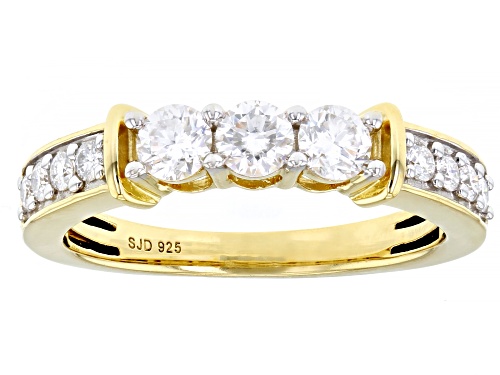MOISSANITE FIRE(R) .72CTW DEW ROUND 14K YELLOW GOLD OVER SILVER RING - Size 7