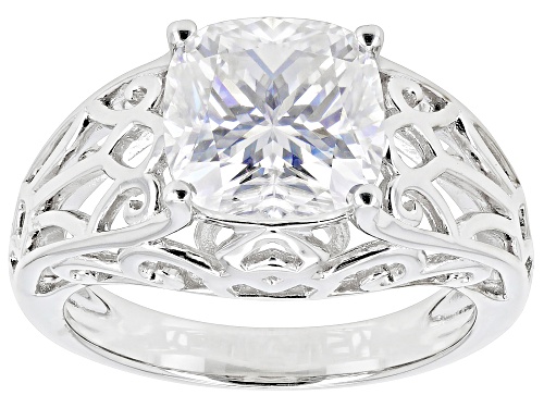 MOISSANITE FIRE(R) 3.30CT DEW SQUARE CUSHION CUT PLATINEVE(R) RING - Size 11