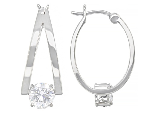 MOISSANITE FIRE(R) 1.60CTW DEW ROUND PLATINEVE(R) HOOP EARRINGS
