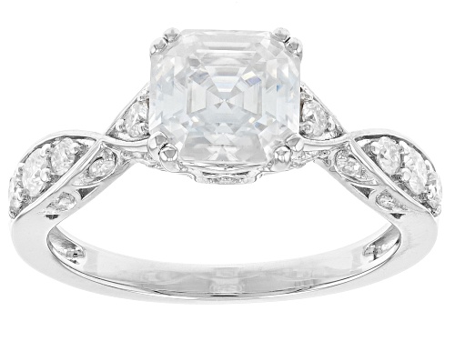MOISSANITE FIRE(R) 2.88CTW DEW ASSCHER CUT & ROUND PLATINEVE(R) RING - Size 8