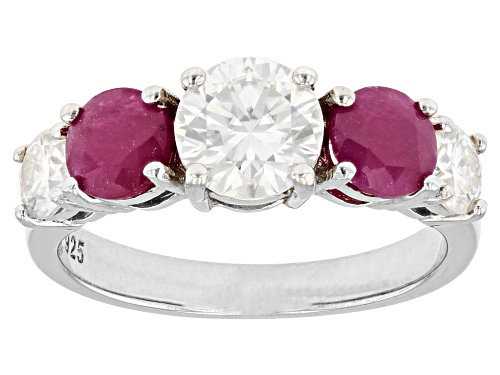 MOISSANITE FIRE® 1.46CTW DEW & RUBY PLATINEVE® RING - Size 6
