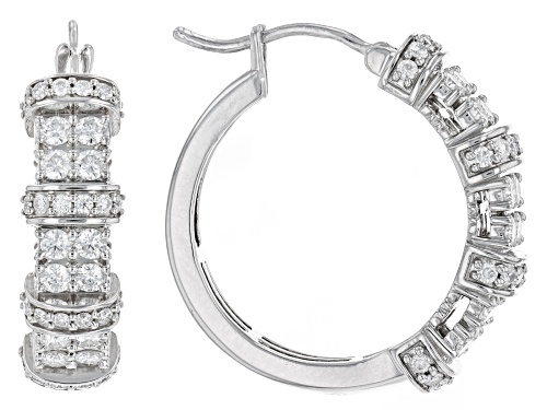 Photo of MOISSANITE FIRE(R) 1.44CTW DEW ROUND PLATINEVE(R) HOOP EARRINGS