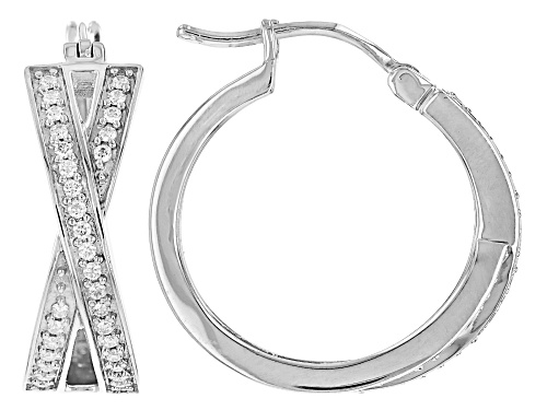MOISSANITE FIRE(R) .64CTW DEW ROUND PLATINEVE(R) HOOP EARRINGS