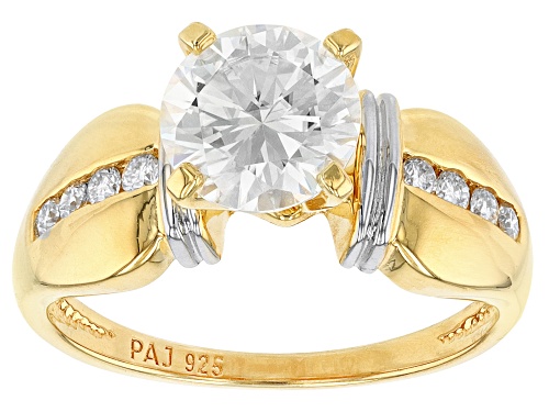 MOISSANITE FIRE(R) 2.06CTW DEW ROUND TWO TONE RING - Size 6