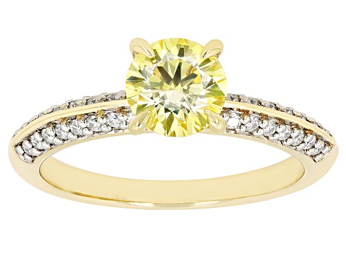 MOISSANITE FIRE(R) & YELLOW MOISSANITE 1.32CTW DEW 14K YELLOW GOLD OVER SILVER RING - Size 6