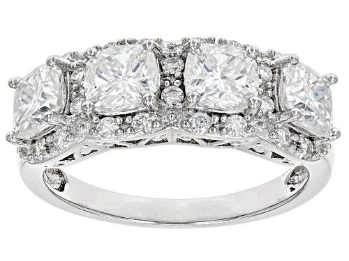 MOISSANITE FIRE(R) 2.92CTW DEW CUSHION CUT & ROUND PLATINEVE(R) RING - Size 11