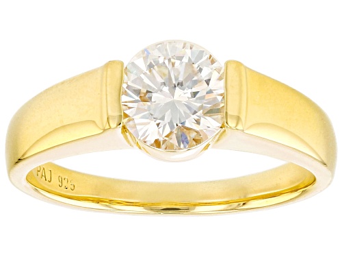 MOISSANITE FIRE(R) 1.20CT DEW ROUND 14K YELLOW GOLD OVER SILVER RING - Size 8