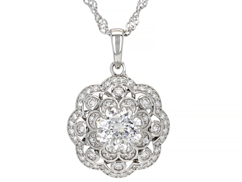 MOISSANITE FIRE(R) 2.89CTW DEW INFERNO CUT(TM) & BRILLIANT PLATINEVE(R) PENDANT & 18 INCH CHAIN