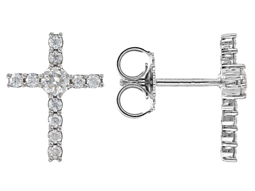 Photo of MOISSANITE FIRE(R) .60CTW DEW ROUND PLATINEVE(R) CROSS EARRINGS