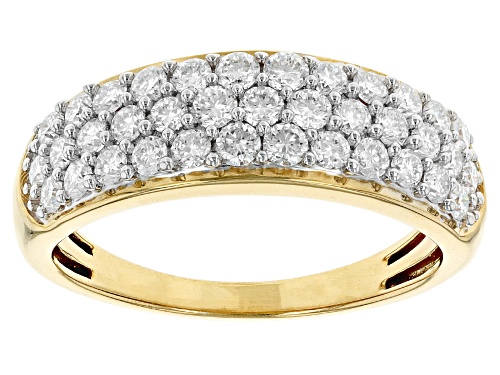 MOISSANITE FIRE® 1.11CTW DEW ROUND 14K YELLOW GOLD OVER SILVER RING - Size 7