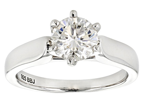 Photo of Moissanite Fire® 1.00ctw Diamond Equivalent Weight Round Platineve® Ring - Size 10
