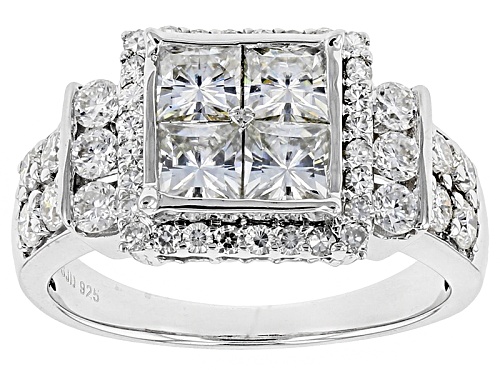 Photo of Moissanite Fire® 2.68ctw Dew Square Brilliant And Round Platineve® Ring - Size 6