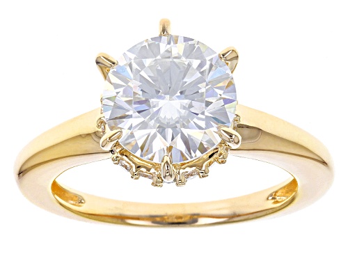 Photo of Moissanite Fire® 2.98ctw Dew Round 14k Yellow Gold Over Silver Ring - Size 9