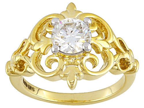 Photo of Moissanite Fire® .80ctw Dew Round 14k Yellow Gold Over Silver Ring - Size 11