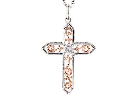 Moissanite Fire® .50ct Dew Platineve™ And 14k Rose Gold Over Platineve Pendant And Chain