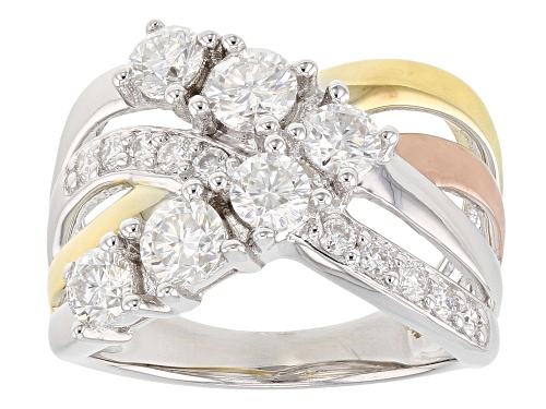 Photo of Moissanite Fire® 1.30ctw Dew Platineve™ With 14k Yellow And Rose Gold Over Platineve Ring - Size 6
