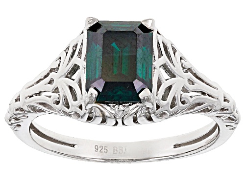 Photo of Moissanite Fire® Green 1.75ct Diamond Equivalent Weight Emerald Cut Platineve™ Ring - Size 7