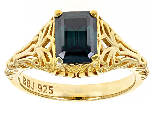 Photo of Moissanite Fire® Green 1.75ct DEW Emerald Cut 14k Yellow Gold Over Sterling Silver Ring - Size 6