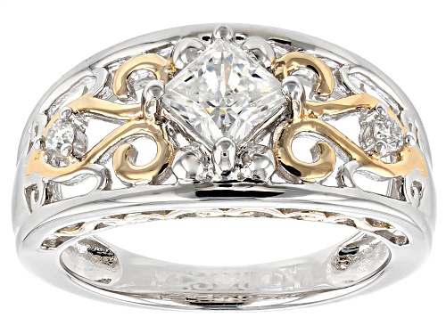 Photo of Moissanite Fire® .86ctw Dew Platineve™ And 14k Yellow Gold Over Platineve Two Tone Ring - Size 6