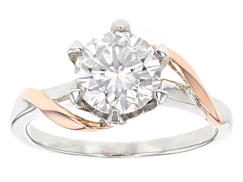 Photo of Moissanite Fire® 1.50ct Dew Platineve™ With 14k Rose Gold Over Platineve Two Tone Ring - Size 9