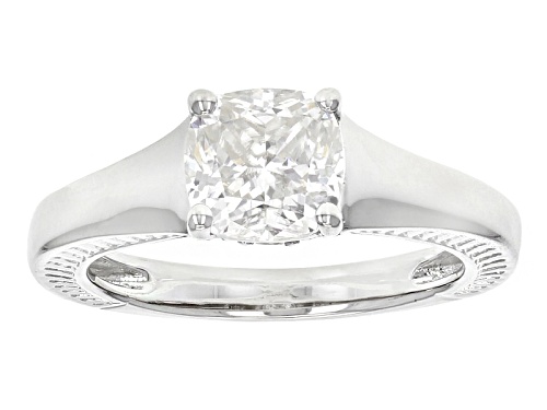 Photo of Moissanite Fire® 1.76ctw Dew Cushion Cut And Round Platineve™ Ring - Size 8