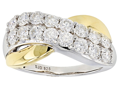 Photo of Moissanite Fire® 1.60ctw Dew Platineve™ And 14k Yellow Gold Over Platineve Two Tone Ring - Size 6