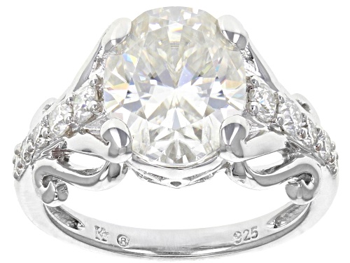 Photo of Moissanite Fire® 4.60ctw Diamond Equivalent Weight Oval And Round Platineve™ Ring - Size 8