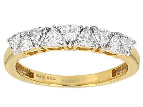 Photo of Moissanite Fire® .81ctw Dew Trillion Cut 14k Yellow Gold Over Silver Ring - Size 10