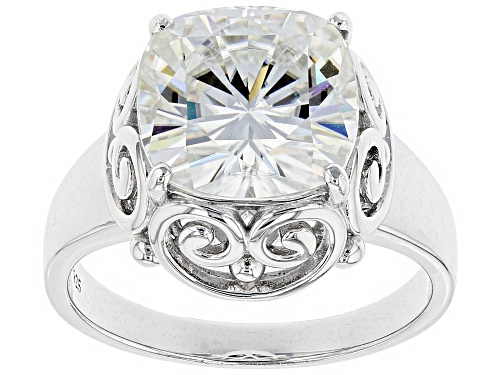 MOISSANITE FIRE(R) 5.81CT DIAMOND EQUIVALENT WEIGHT CUSHION CUT  PLATINEVE(TM) RING - Size 8