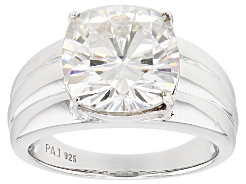 Photo of Moissanite Fire® 5.81ct Dew Cushion Cut Platineve™ Ring - Size 8