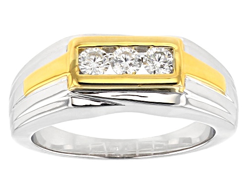 Photo of Moissanite Fire® .48ctw Dew Platineve™ And 14k Yellow Gold Over Platineve Two Tone Mens Ring - Size 11