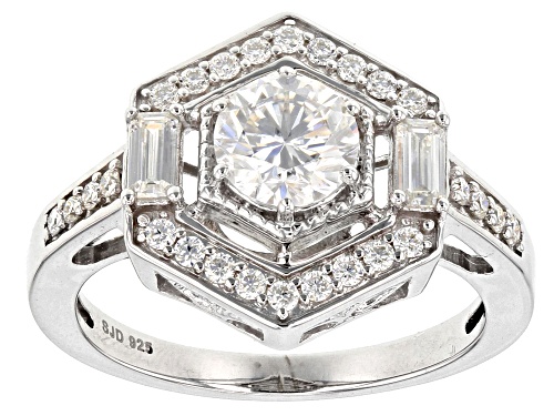 Photo of Moissanite Fire® 1.26ctw Dew Round And Emerald Cut Platineve™ Ring - Size 10