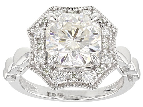 MOISSANITE FIRE® 3.48CTW DEW OCTAGON AND ROUND PLATINEVE™ RING - Size 8