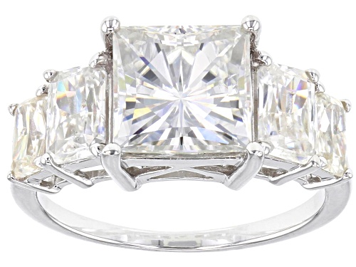 Photo of MOISSANITE FIRE® 5.16CTW DEW SQUARE BRILLIANT AND RADIANT CUT PLATINEVE® RING - Size 11