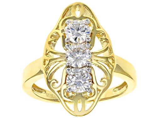 Photo of MOISSANITE FIRE® .99CTW DEW ROUND 14K YELLOW GOLD OVER SILVER RING - Size 6