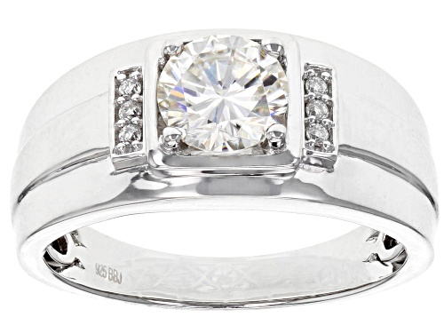 Photo of MOISSANITE FIRE® 1.26CTW DEW ROUND PLATINEVE™ MENS RING - Size 10