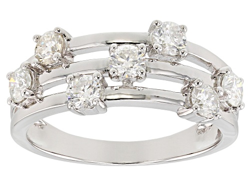 Photo of MOISSANITE FIRE® .91CTW DIAMOND EQUIVALENT WEIGHT ROUND PLATINEVE™ RING - Size 6