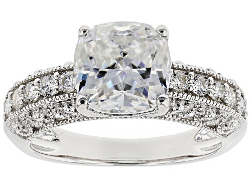 MOISSANITE FIRE® 3.10CTW DEW CUSHION CUT AND ROUND PLATINEVE™ RING - Size 8