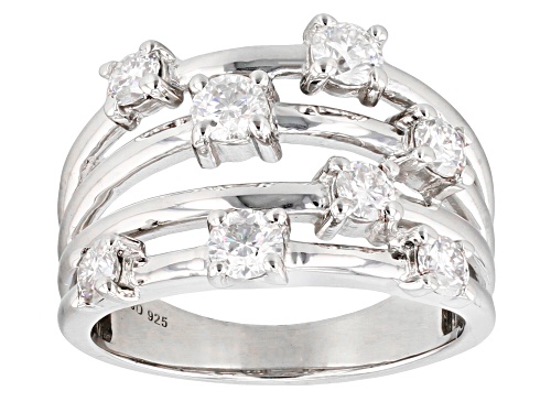 MOISSANITE FIRE® .98CTW DEW ROUND PLATINEVE(R) RING - Size 6