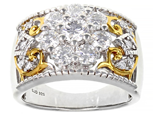 MOISSANITE FIRE(R) 1.57CTW DEW PLATINEVE(R) AND 14K YELLOW GOLD OVER PLATINEVE RING - Size 8