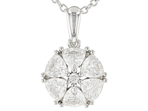 MOISSANITE FIRE® 1.83CTW DEW TRILLION CUT AND ROUND PLATINEVE™ PENDANT WITH CHAIN