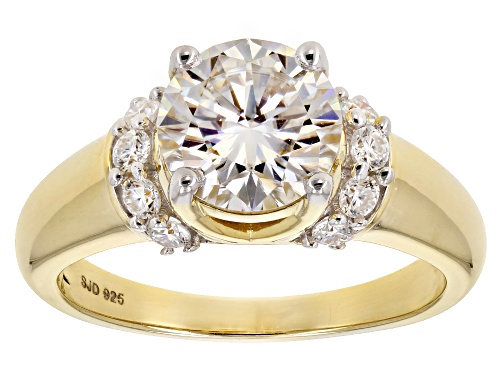 Photo of MOISSANITE FIRE® 2.20CTW DEW ROUND 14K YELLOW GOLD OVER SILVER RING - Size 10