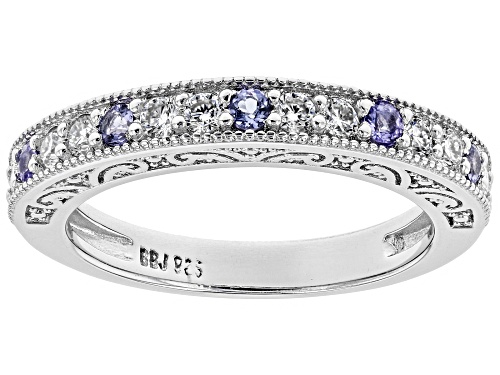 MOISSANITE FIRE® .30CTW DEW AND .20CTW TANZANITE PLATINEVE™ RING - Size 7