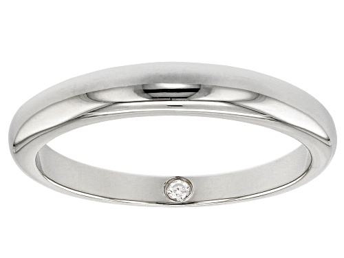Photo of MOISSANITE FIRE® .02CT DEW ROUND PLATINEVE™ BAND RING - Size 5
