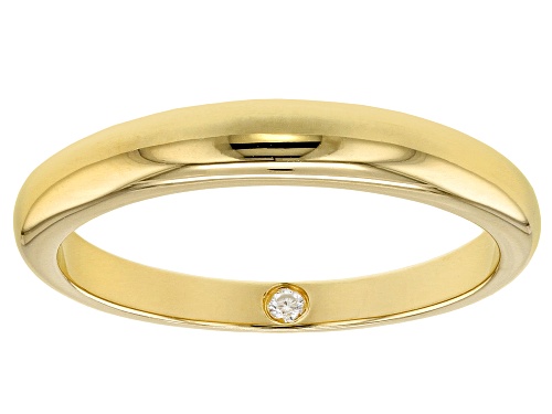 Photo of MOISSANITE FIRE(R) .02CT DEW ROUND 14K YELLOW GOLD OVER SILVER BAND RING - Size 6