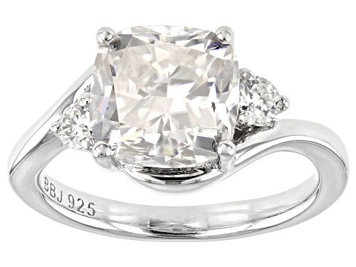 Moissanite Fire® 3.50ctw Diamond Equivalent Weight Cushion Cut And Round Platineve™ Ring - Size 7