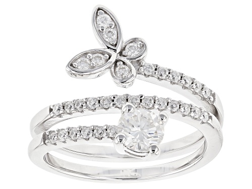 Moissanite Fire® .87ctw Diamond Equivalent Weight Round Platineve™ Ring - Size 8