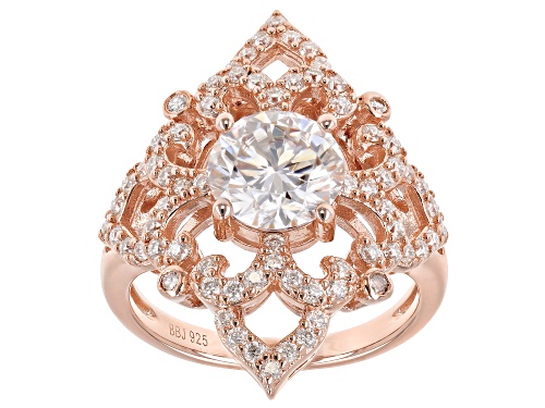 MOISSANITE FIRE® 2.62CTW DEW ROUND 14K ROSE GOLD OVER STERLING SILVER RING - Size 6